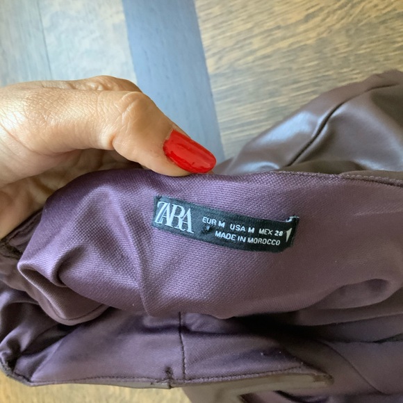 ZARA Brown Faux Leather Bodysuit Strapless Blogger Piece Size Medium BRAND NEW - Picture 7 of 12